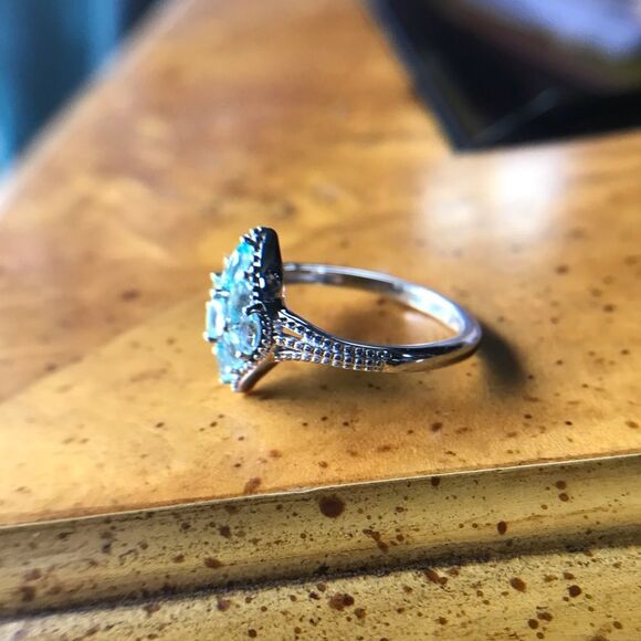 Natural Blue Apatite Sterling Silver Ring Size 9 - Picture 2 of 9